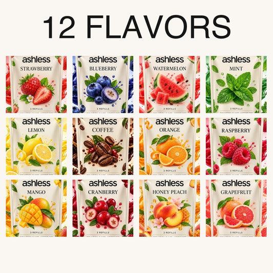 ASHLESS aroma refills – 12 natural flavors